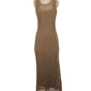 Brown Crochet Overlay Dress